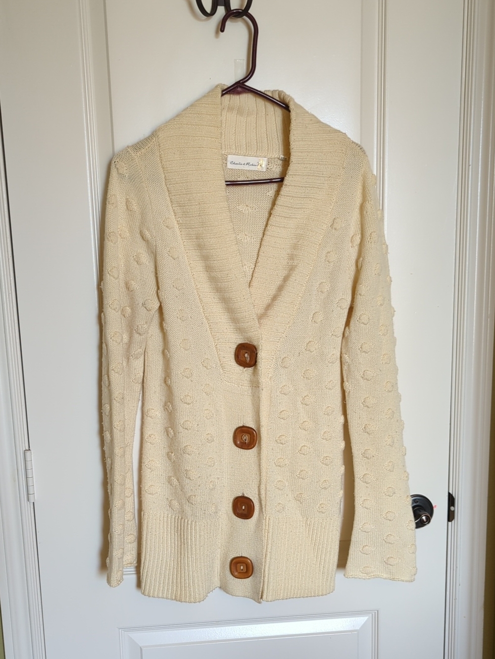 Anthropologie Charlie And Robin Cream Dot Cardigan